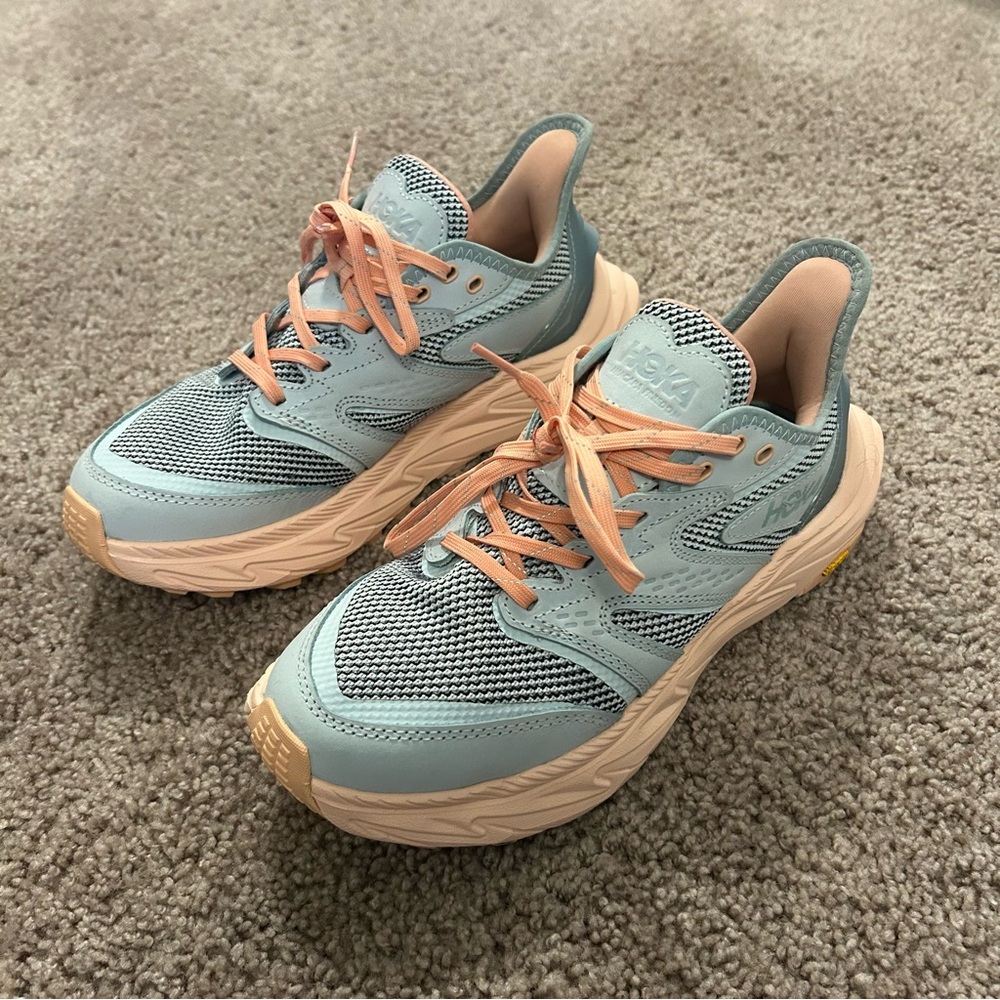 Hoka Women's Athletic Shoes in Mint Blue and Peach